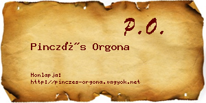 Pinczés Orgona névjegykártya